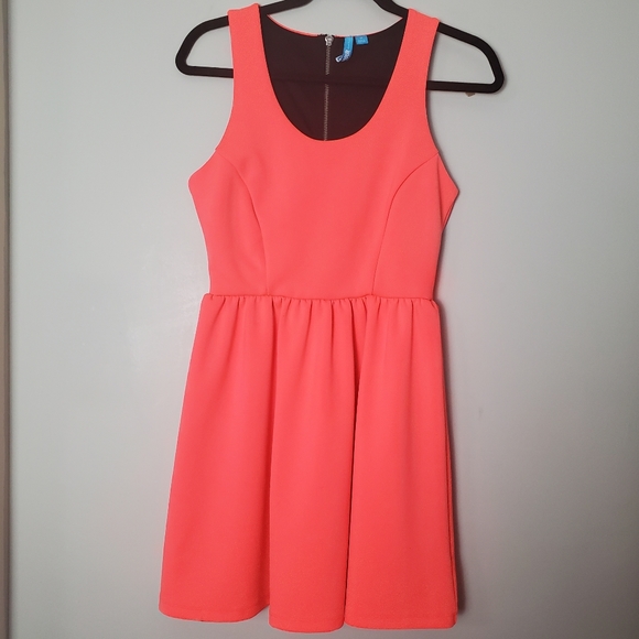 L'Amour Dresses & Skirts - Nanette Lepore L'Amour Size M Mini Skater Dress Neon Pink Peach Orange